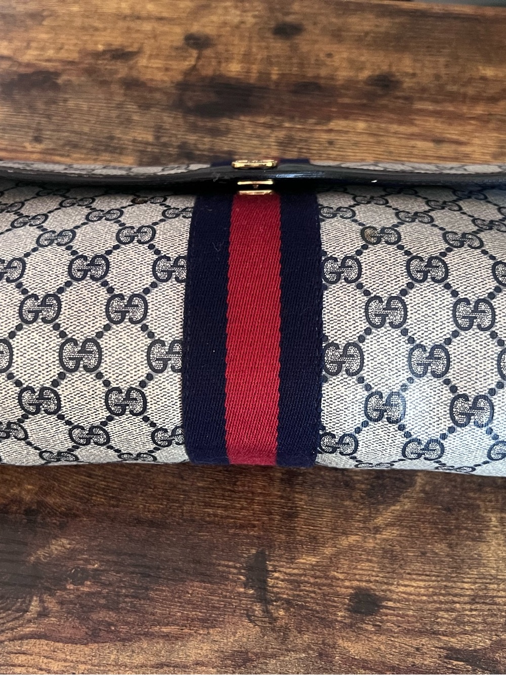 Vintage Gucci Parfums Beige and Black Monogram Clutch - Picture 10 of 16
